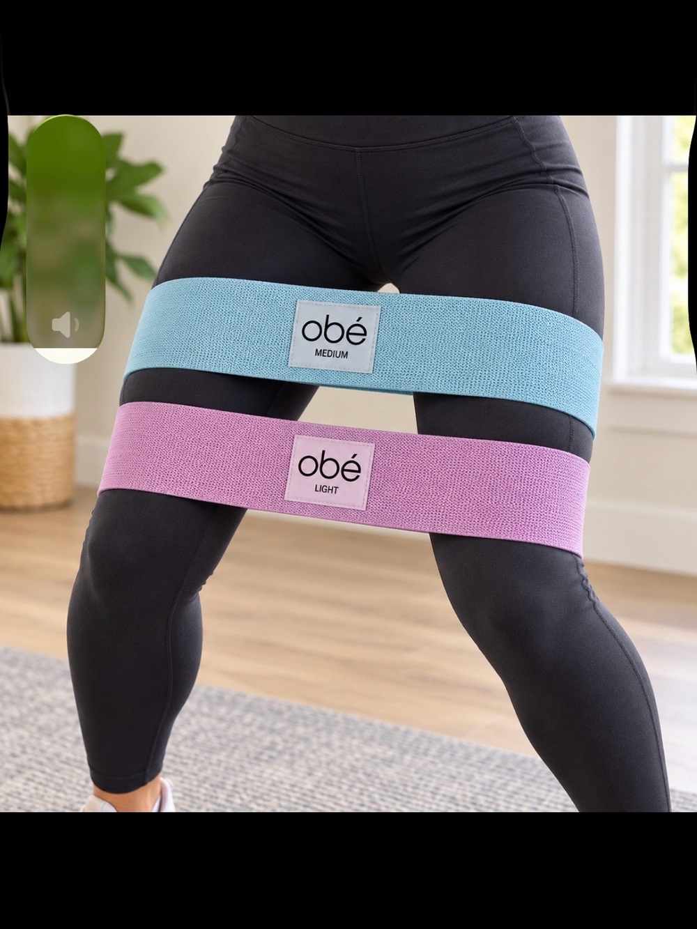 obé Resistance Hip Set Light & Medium Fabric Exercise Workout Bands